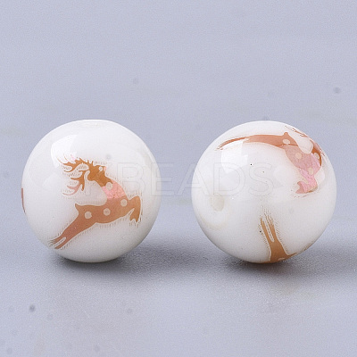 Christmas Opaque Glass Beads LS-EGLA-R113-03A-1