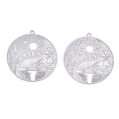 Non-Tarnish 201 Stainless Steel Filigree Pendants STAS-S118-025P-1