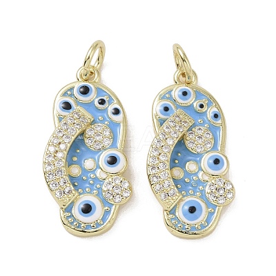 Real 18K Gold Plated Brass Micro Pave Cubic Zirconia Pendants KK-L209-073G-03-1