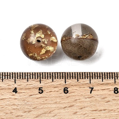 Walnut Wood with Resin Gold Foil Beads WOOD-G025-01B-1
