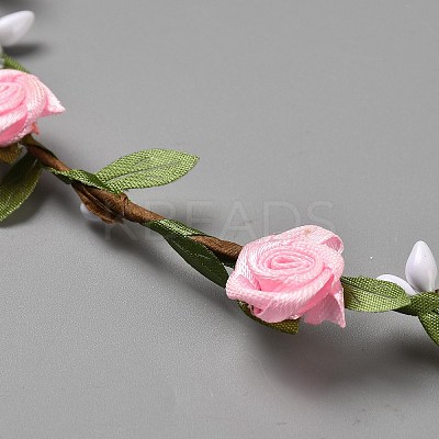 Polyester Artificial Rose Garland Headbands Hair Vine AJEW-WH20019-03D-1