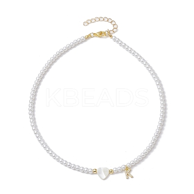 Brass Micro Pave Grade AAA Cubic Zirconia Letter Pendant Necklaces NJEW-JN04771-11-1