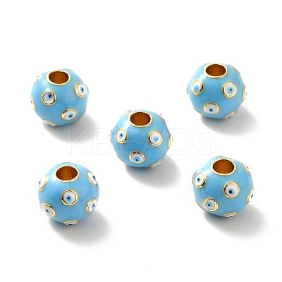 Rack Plating Brass Enamel Beads KK-M230-28G-1