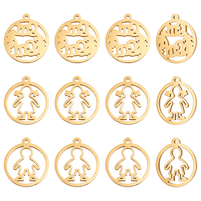12Pcs 3 Styles 304 Stainless Steel Pendants STAS-UN0033-77-1