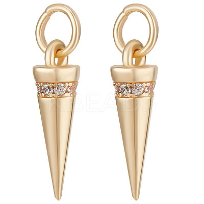 14Pcs Rack Plating Brass Micro Pave Cubic Zirconia Charms KK-BBC0007-53-1
