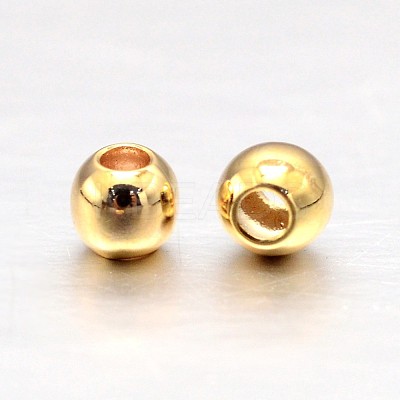Real Gold Plated Brass Round Spacer Beads X-KK-L147-197-2.5mm-NR-1