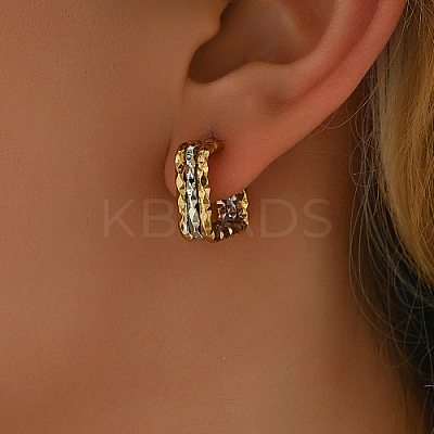 304 Stainless Steel Triple Open Square Stud Earrings for Women RJ2637-1-1