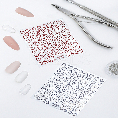 2Sheets 2 Colors Heart Pattern PVC Nail Art Stickers MRMJ-LP0002-06-1