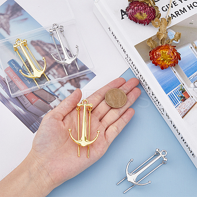 4Pcs 2 Colors Alloy Anchor Bookmark Findings FIND-HY0002-38-1