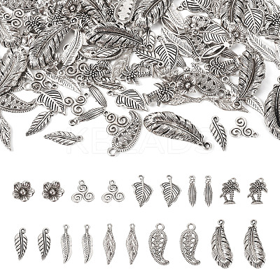 100Pcs 10 Styles Tibetan Style Alloy Pendants TIBE-TA0001-34-1