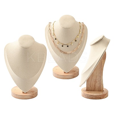 Microfiber Wooden Necklace Displays NDIS-O008-03A-M-1