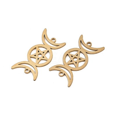 201 Stainless Steel Hollow Triple Moon Links Connector Charms STAS-I364-10G-1