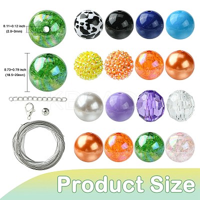 Round Opaque Acrylic Beads Kit OACR-CJC0002-05B-1