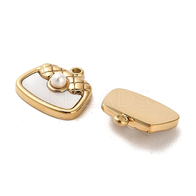 304 Stainless Steel Pave Shell Bag Charms STAS-L022-073G-1