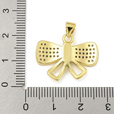 Bowknot Rack Plating Brass Clear Cubic Zirconia Pendants KK-Z053-14G-02-1