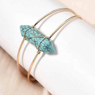 Women's Synthetic Cuff Bangles BJEW-L719-01G-05-1