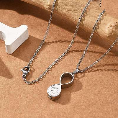 304 Stainless Steel Infinity Pet Urn Ashes Necklaces STAS-Z106-02P-1