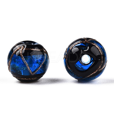 Handmade Gold Sand Lampwork Beads LAMP-T019-8mm-1