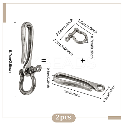2Pcs Alloy Shackle Clasps with S Hook Clasps FIND-PH0026-11A-AS-1
