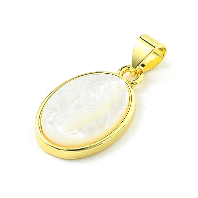 Rack Plating Brass Pave Natural Shell Pendants KK-A204-01A-04G-1