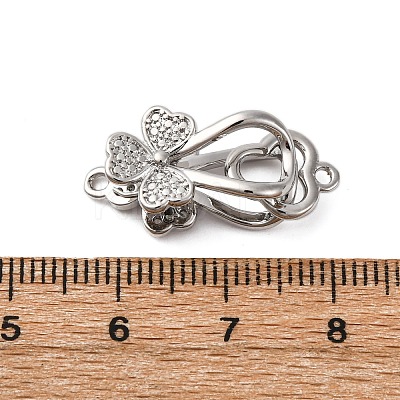 Brass Micro Pave Clear Cubic Zirconia Interlocking Clasps KK-C075-28P-1