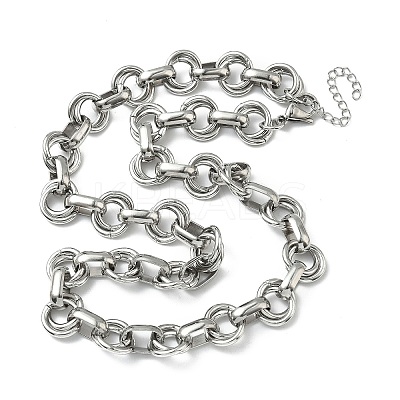 304 Stainless Steel Double Ring Link Chain Necklaces NJEW-S453-02G-A-1