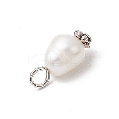 10Pcs 2 Colors Natural Cultured Freshwater Pearl Rice Pendants PALLOY-JF03922-1