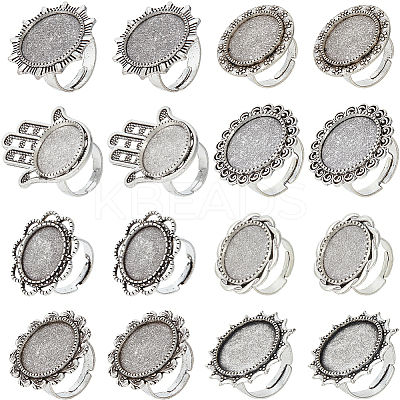 16Pcs 8 Style Adjustable Alloy Finger Rings Components FIND-SC0008-64-1