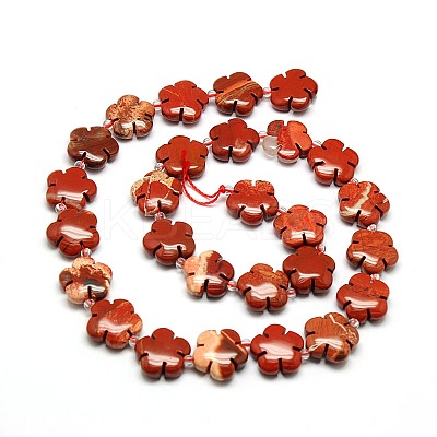 Natural Red Jasper Flower Beads Strands G-L241B-01-1