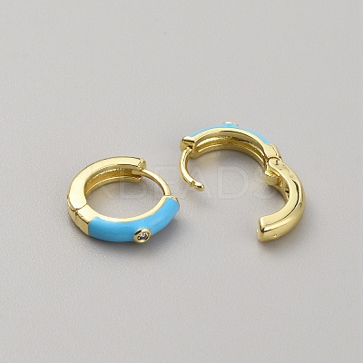 Enamel Hoop Earrings with Clear Cubic Zirconia EJEW-WH0004-39D-1