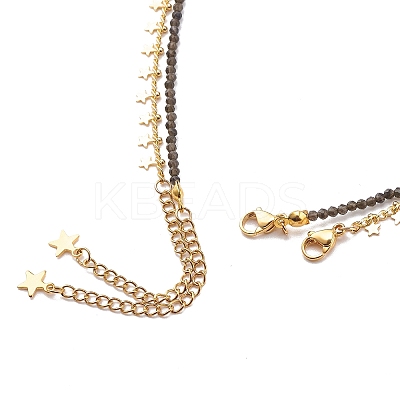 2Pcs 2 Style 304 Stainless Steel Moon & Star Pendant Necklaces Set NJEW-JN04030-1