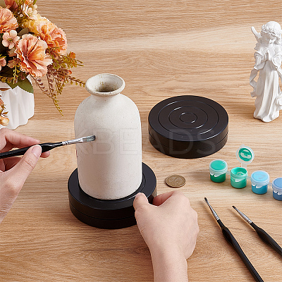 Flat Round Mini Plastic Rotated Turntable Sculpting Pottery Wheel CELT-WH0007-002B-1