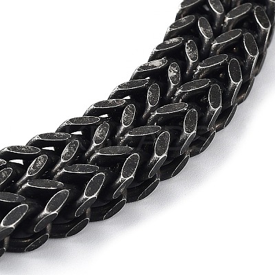 304 Stainless Steel Skull Head Herringbone Chains Bracelets for Men & Women BJEW-D031-29B-1