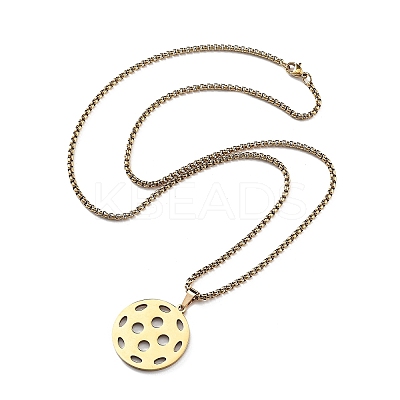201 Stainless Steel Pickleball Pendant Box Chain Necklaces for Women Men LS-NJEW-H050-01A-G-1