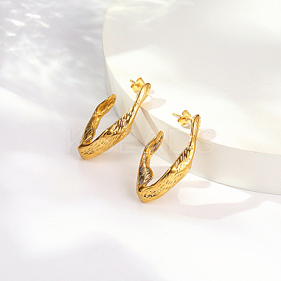 304 Stainless Steel Twist Teardrop Stud Earrings LM6683-1-1