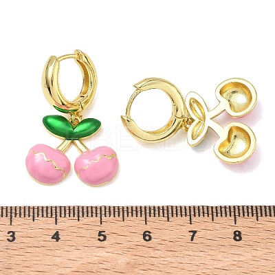 Brass & Enamel Hoop Dangle Earrings for Women EJEW-A167-20G-01-1