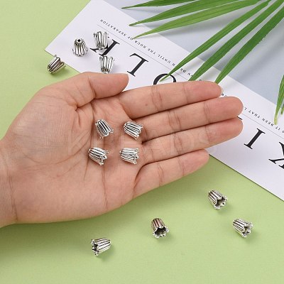 Cadmium Free & Lead Free Antique Silver Tibetan Style Flower Bead Caps X-TIBEB-00864-AS-R-1