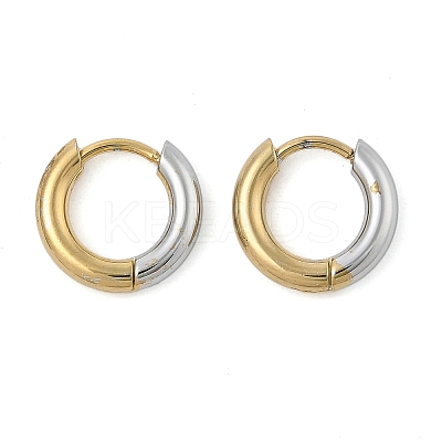201 Stainless Steel Two Tone Hoop Earrings EJEW-Q002-01G-01-1