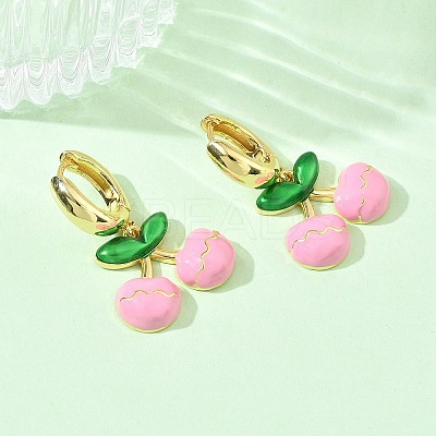 Brass & Enamel Hoop Dangle Earrings for Women EJEW-A167-20G-01-1