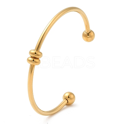 Screw End Ball 304 Stainless Steel Open Cuff Bangles BJEW-G677-01G-1
