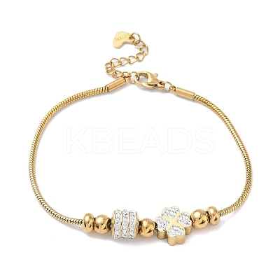 European Style Polymer Clay Rhinestones & 201 Stainless Steel Beaded Bracelets BJEW-G765-01G-02-1
