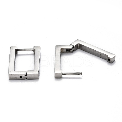 Tarnish Resistant 304 Stainless Steel Rectangle Huggie Hoop Earrings STAS-J033-10B-P-1