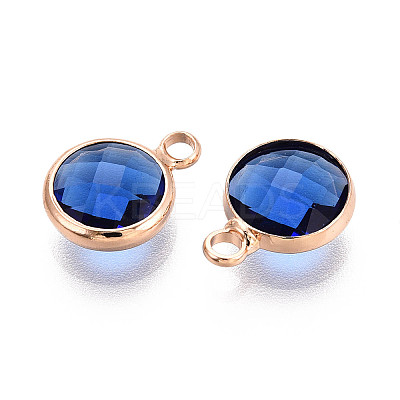 Golden Tone Brass Glass Charms X-GLAA-ZX008-24C-G-1