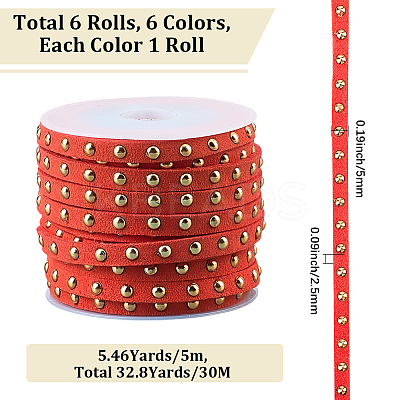 CALFOVERA 6 Rolls 6 Colors Faux Suede Cord LW-CL0001-02C-1