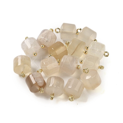 Natural Cherry Blossom Agate Column Charms with Rack Plating Brass Loops G-G110-04A-01-1