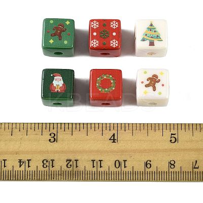 20Pcs Christmas Printed Opaque Acrylic Beads OACR-FS0002-53B-1