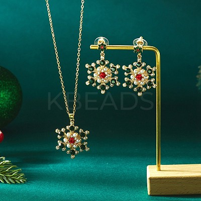 Alloy Rhinestone Snowflake Pendant Necklace & Stud Earrings Set for Women FS-WGDD9A4-01-1