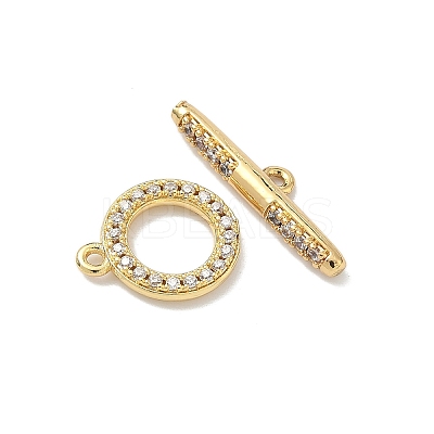 Brass Micro Pave Clear Cubic Zirconia Toggle Clasps KK-G548-26G-1