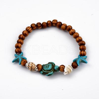 Round Wood Stretch Bracelets BJEW-JB03769-1