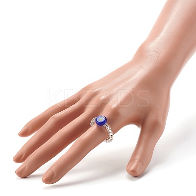 Sunflower Handmade Millefiori Glass Beads Finger Ring for Kid Teen Girl Women RJEW-JR00381-1